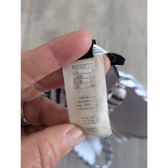 Niptuck Santorini Swim Suit women's size 8 multi cup blue white striped ruching - Picture 6 of 7